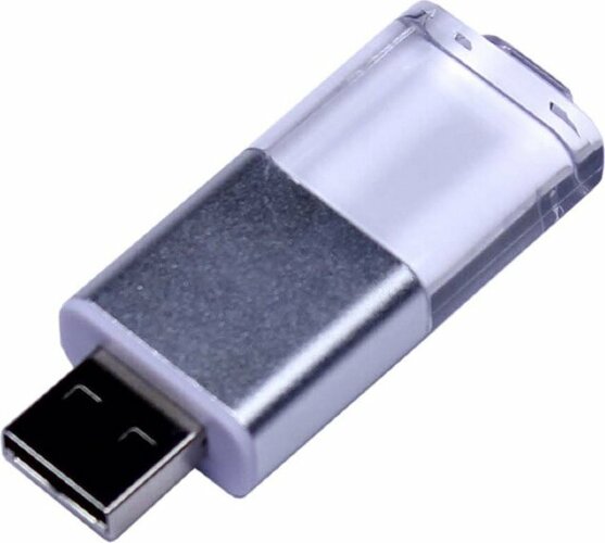 USB-флешка промо на 64 ГБ прямоугольной формы, выдвижной механизм, белый