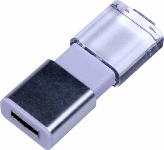 USB-флешка промо на 64 ГБ прямоугольной формы, выдвижной механизм, белый