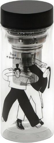 Стеклянная термобутылка Glassir, 500мл, черный (трафаретная печать круговая)