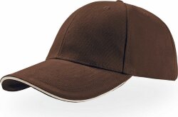 Бейсболка LIBERTY SANDWICH, 6 клиньев, сэндвич, металлическая застежка, коричневый, бежевый, универсальный
