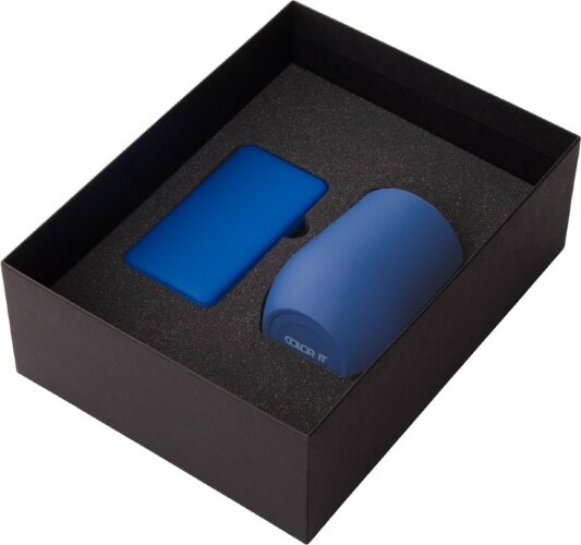 Подарочный набор с термокружкой и повербанком С2, 10000 mAh, синий