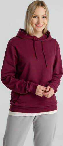 Толстовка с капюшоном унисекс Hoodie, бордовая, L