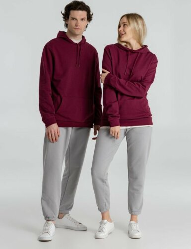 Толстовка с капюшоном унисекс Hoodie, бордовая, L