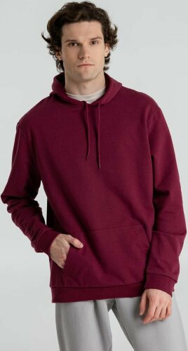 Толстовка с капюшоном унисекс Hoodie, бордовая, XL