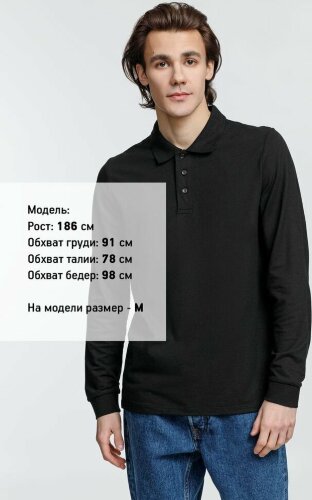Рубашка поло с длинным рукавом Sol's Prime LSL, черная, размер XS