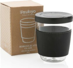 Стакан из боросиликатного стекла Ukiyo с силиконовой крышкой и держателем