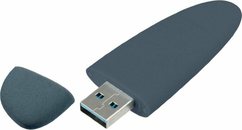 Флешка Pebble Type-C, USB 3.0, серо-синяя, 16 Гб