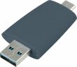 Флешка Pebble Type-C, USB 3.0, серо-синяя, 16 Гб