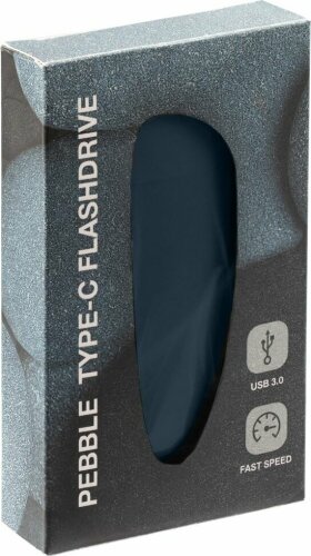 Флешка Pebble Type-C, USB 3.0, серо-синяя, 16 Гб