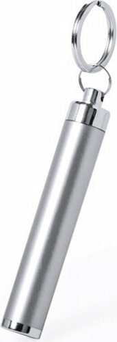 Брелок BIMOX с фонариком, серый, пластик, L=8,5 см, D=1.4 см, серебристый