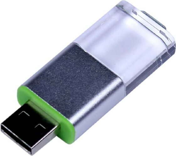 USB-флешка промо на 64 ГБ прямоугольной формы, выдвижной механизм, зеленый