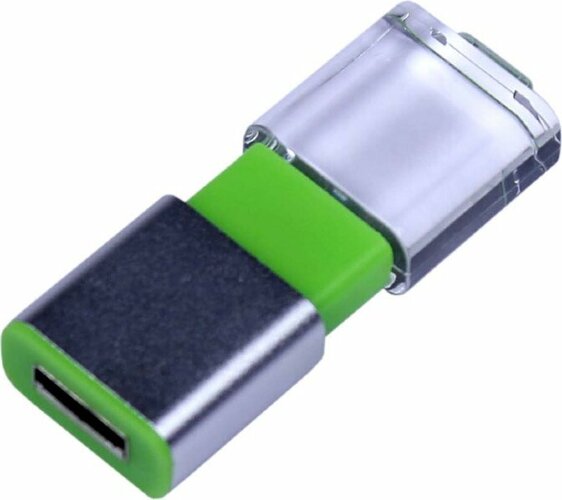 USB-флешка промо на 64 ГБ прямоугольной формы, выдвижной механизм, зеленый