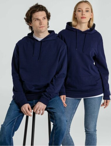 Толстовка с капюшоном унисекс Hoodie, темно-синяя, S