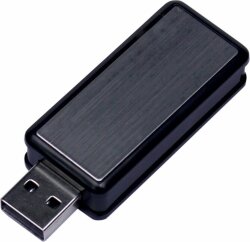 USB-флешка промо на 4 Гб прямоугольной формы, выдвижной механизм, черный
