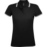 Рубашка поло женская Sol's Pasadena Women 200 с контрастной отделкой, черная с белым, размер S