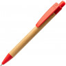  Ручка шариковая GILDON, бамбук, натуральный/красный