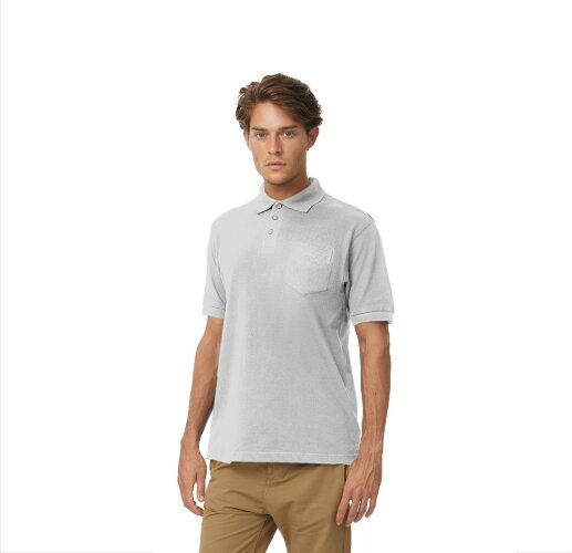 Поло B&C Safran Pocket, пепельный, XL