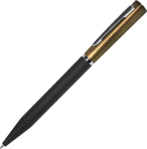 Ручка шариковая M1, пластик, металл, покрытие soft touch, золотистый, черный