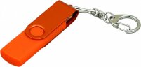 Флешка с поворотным механизмом, c дополнительным разъемом Micro USB, 16 Гб, оранжевый