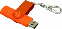 Флешка с поворотным механизмом, c дополнительным разъемом Micro USB, 16 Гб, оранжевый