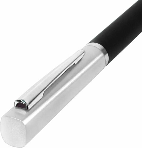 Ручка шариковая M1, пластик, металл, покрытие soft touch, серебристый, черный