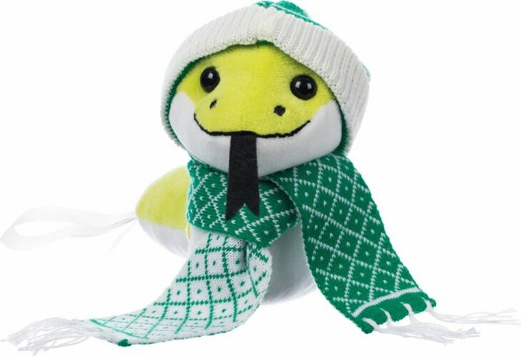 Мягкая игрушка Baby Snake Left, в зеленом шарфике и шапочке