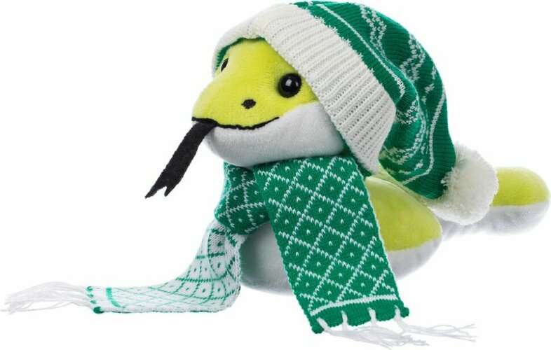 Мягкая игрушка Baby Snake Left, в зеленом шарфике и шапочке