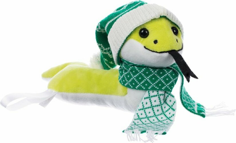 Мягкая игрушка Baby Snake Left, в зеленом шарфике и шапочке