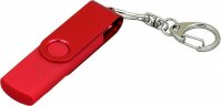 Флешка с поворотным механизмом, c дополнительным разъемом Micro USB, 16 Гб, красный