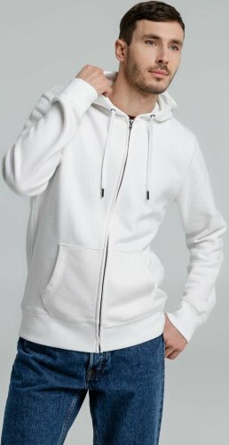 Толстовка на молнии с капюшоном унисекс King, белая, 3XL