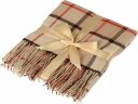 Плед акриловый в клетку Tartan, бежевый