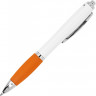  Ручка пластиковая шариковая CARREL с антибактериальным покрытием, белый/апельсин