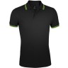 Рубашка поло мужская Sol's Pasadena Men 200 с контрастной отделкой, черная с зеленым, размер 3XL