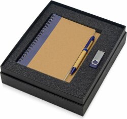 Подарочный набор Essentials с флешкой и блокнотом А5 с ручкой, синий