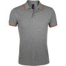 Рубашка поло мужская Sol's Pasadena Men 200 с контрастной отделкой, серый меланж c оранжевым, размер S