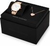 Подарочный набор Armani Exchange: часы наручные женские с подвеской, серебристый/розовое золото