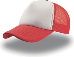 Бейсболка RAPPER, 5 клиньев, пластиковая застежка, белый, красный