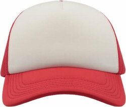 Бейсболка RAPPER, 5 клиньев, пластиковая застежка, белый, красный