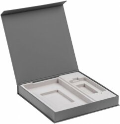 Коробка Modum с ложементом под ежедневник 13х21 см и аккумулятор, серая