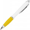  Ручка пластиковая шариковая CARREL с антибактериальным покрытием, белый/желтый