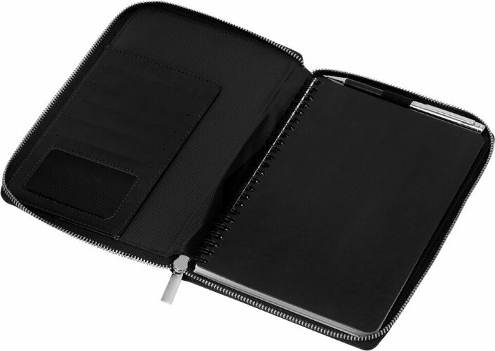 Бизнес-блокнот на молнии А5 Fabrizio с RFID защитой и ручкой, черный