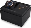 Подарочный набор Armani Exchange: часы наручные женские с браслетом, синий/розовое золото