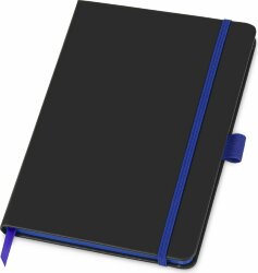 Блокнот ColorNote Black, твердая обложка A5, 80 листов, черный с синим