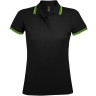 Рубашка поло женская Sol's Pasadena Women 200 с контрастной отделкой, черная с зеленым, размер S