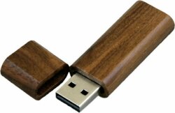 Флешка 3.0 эргономичной прямоугольной формы, с округленными краями, дерево, 128 Гб, коричневый