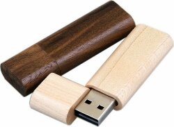 Флешка 3.0 эргономичной прямоугольной формы, с округленными краями, дерево, 128 Гб, коричневый