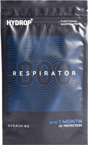 Бесклапанная фильтрующая маска HYDROP RESPIRATOR 800 без логотипа в фирменном пакете, черный, универсальный