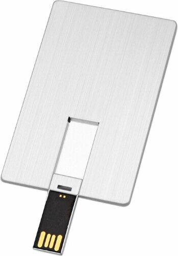 Флеш-карта USB 2.0 16 Gb в виде металлической карты Card Metal, серебристый