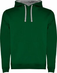 Толстовка с капюшоном Roly Urban мужская, бутылочный/серый меланж, размер 3XL (62)