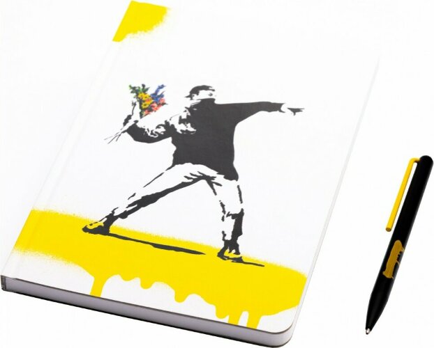 Набор Pininfarina Banksy Метатель цветов: шариковая ручка GrafeeX и тетрадь 14х21см каменная бумага, 64 л., линованная